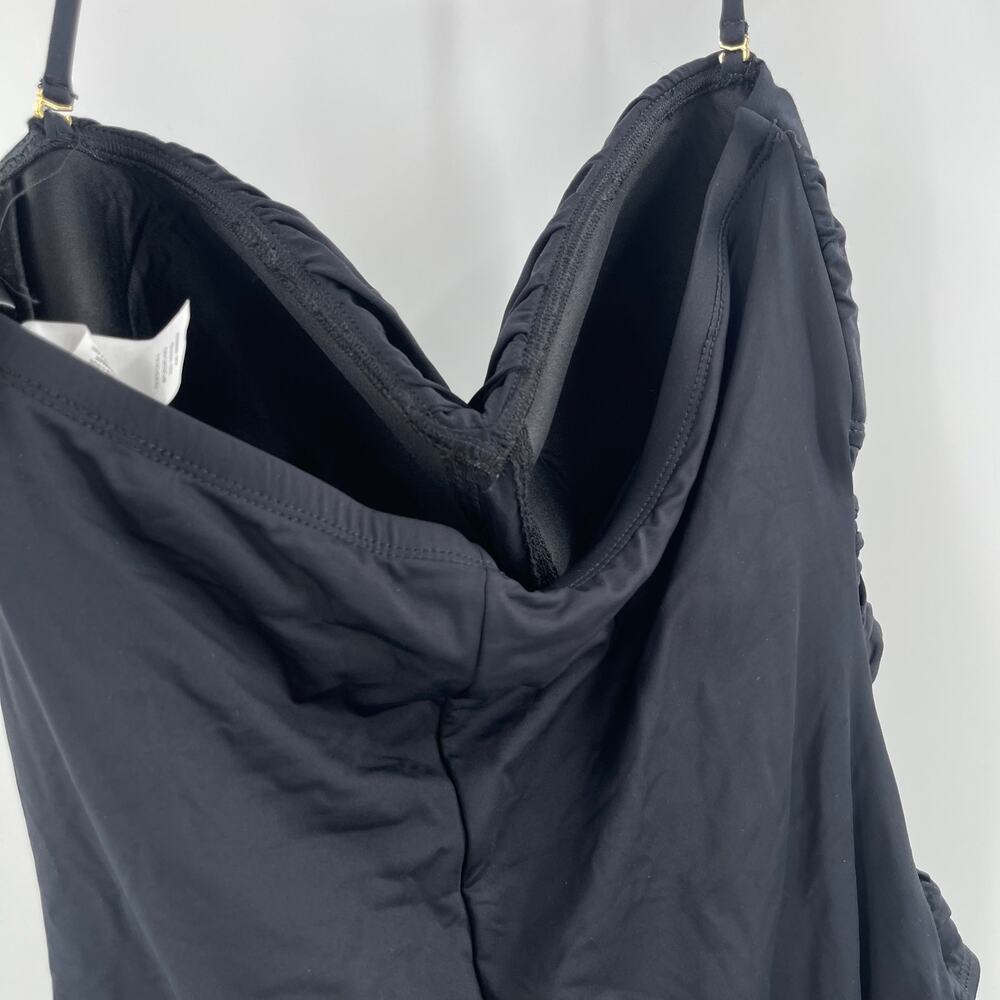 LA BLANCA Swimsuit SZ 14 One Piece Black NEW Twist Bandeau Halter/Strapless - Picture 13 of 16